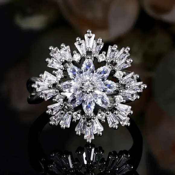 🎁Sweet Snowflake Zircon Lovely Dainty Flower Rings For Women, MARR9046 - Picture 5 of 5